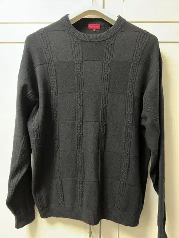 새상품급 Etoile Chevalier 체크 무늬 니트 스웨터 블랙 XL