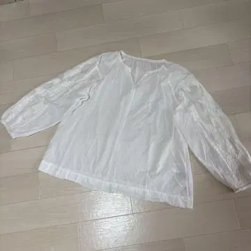 카구레 메쉬 자수 슬리브 블라우스