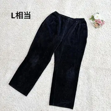 코듀로이 팬츠 스트레치 허리밴딩 블랙 L 상당 심플