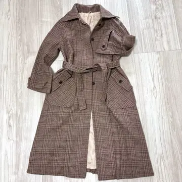 빈티지 레트로 90's 80's 체크 무늬 롱 코트 구제 의류