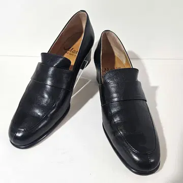 Marie 천연 가죽 로퍼 펌프스 로우힐 블랙 24cm