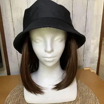 블랙 버킷햇 모발 부착형 모자 여성용 케어 모자