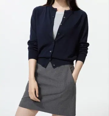 UNIQLO 메리노 크루넥 가디건 네이비 XL