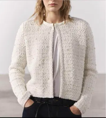 ZARA 자라 트위드 가디건 자켓 펄