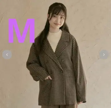 시마무라 choco 체크 무늬 오버 사이즈 자켓 M