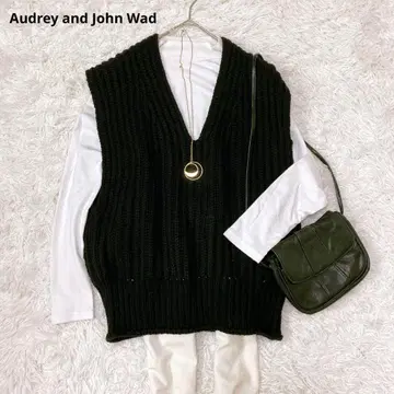 Audrey and John Wad 로우 게이지 V넥 니트 베스트