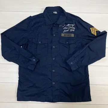 AVIREX 긴팔 셔츠 XL 네이비 U.S. Army Air Force