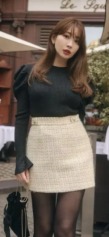 Herlipto Verlet Tweed Mini Skort ecru M
