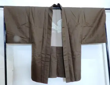 순수 실크 남성용 다크 브라운 오메시 겉옷 독수리 다도에도 가문 없음