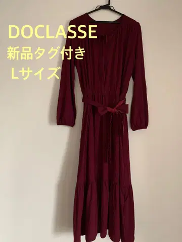 택 포함 새상품 DOCLASSE 버건디 L 넥 리본 페미닌 원피스