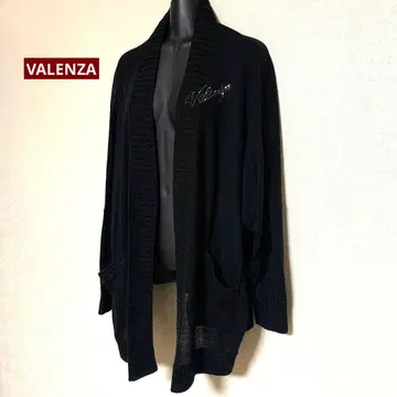 빅 사이즈 VALENZA 비쥬 긴팔 가디건 48 블랙 일본제