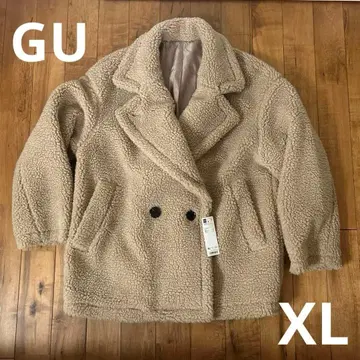[미사용 새상품] GU 보아 하프 코트 베이지 XL
