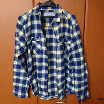 Bal 플란넬 셔츠 파랑/옐로우 컬러 체크 L