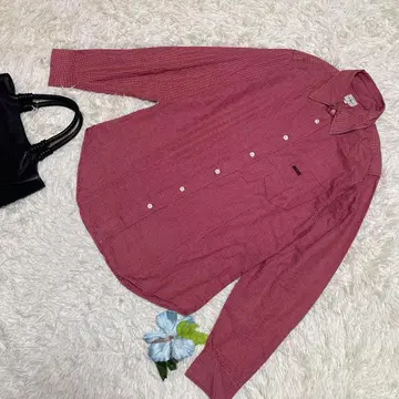 컨디션 최상 캘빈클라인 진 긴팔 셔츠 빨간색 체크 원 포인트 면 M