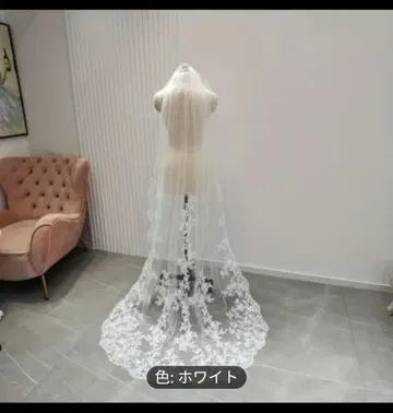 엘레강트 싱글 레이어 레이스 웨딩 베일 빗 포함 로맨틱