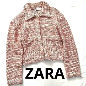 ZARA 핑크 계열 니트 트위드 자켓 가디건