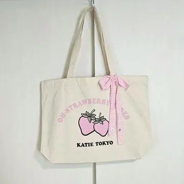 katie 딸기 토트백 캔버스