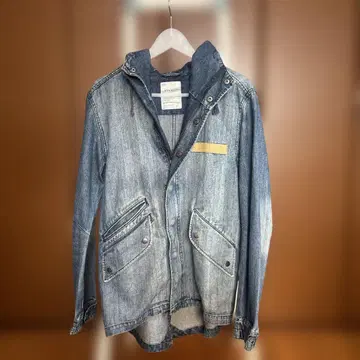 BROWNY 후드 부착 데님 자켓 남성용 사이즈 L
