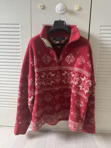 TOMMY HILFIGER 레드 플리스 자켓 L