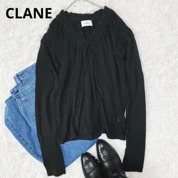 CLANE 셔링 하이 게이지 니트