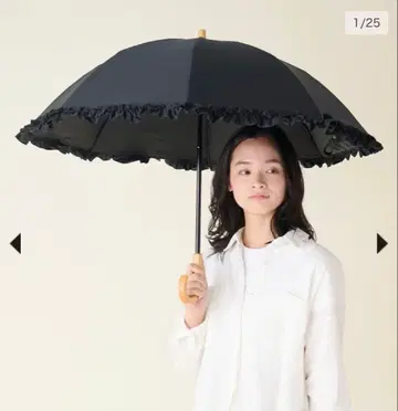 선배리어100 2단 접이식/프릴 (블랙, 나무 스트레이트 손잡이)