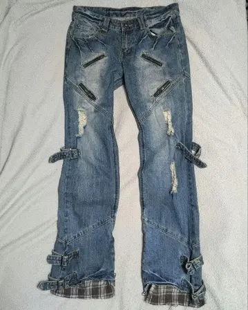 y2k denim pants belt tech gimmick