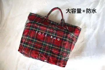 컨디션 최상 체크 무늬 토트백 방수 대용량 빨간색 체크 마더백