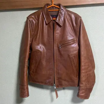 Indian motorcycle 가죽 숏 자켓 브라운 소가죽