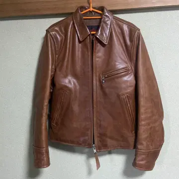 Indian motorcycle 가죽 숏 자켓 브라운 소가죽