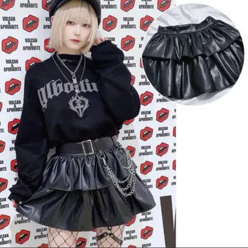 볼칸 스커트 가죽 캉캉 스커트