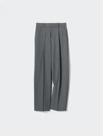 택 포함 미사용 UNIQLO 유니클로 턱 와이드 팬츠 그레이 S