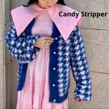 새상품급 캔디스트리퍼 FLUFFY KNIT 가디건 2 블루