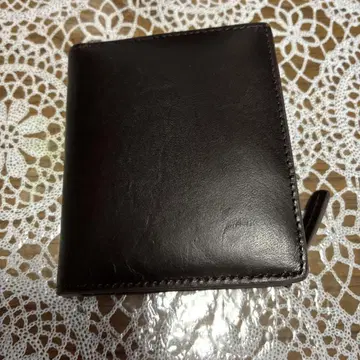 다크 브라운 가죽 이단 접이식 지갑