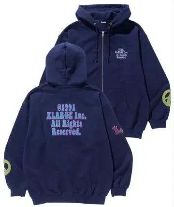 XLARGE 풀 집업 후드티 네이비 L 사이즈