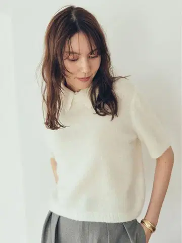 Mila Owen 폴로 카라 크롭 모헤어 니트탑