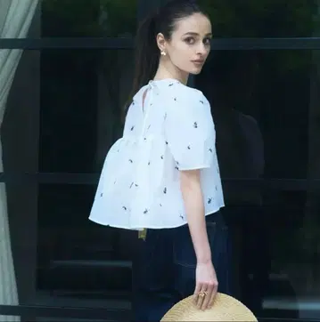BLUELEA EMBROIDERYJACQUARDBLOUSE