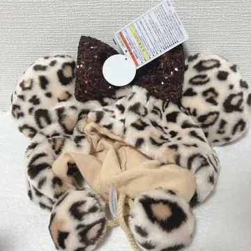 디즈니 미니 레오파드 무늬 팬캡 브라운