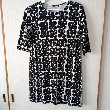marimekko 7부 소매 무릎 기장 원피스 M 일본 사이즈 9호