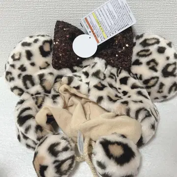디즈니 미니 레오파드 무늬 팬캡 브라운