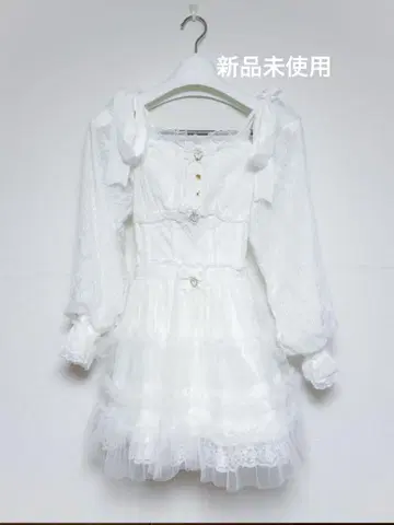 미사용 새상품 LIZLISA 튤 프릴 원피스 화이트