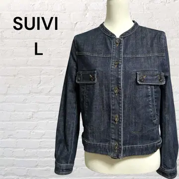 SUIVI 데님 자켓 노카라 G L 인디고 블루