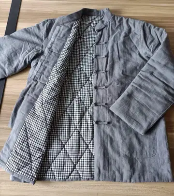 그레이 체크 무늬 도테라