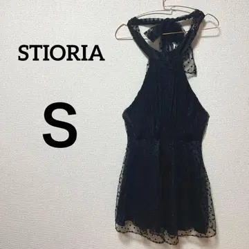 STIORIA [ S ] 블랙 도트 넥 드레스