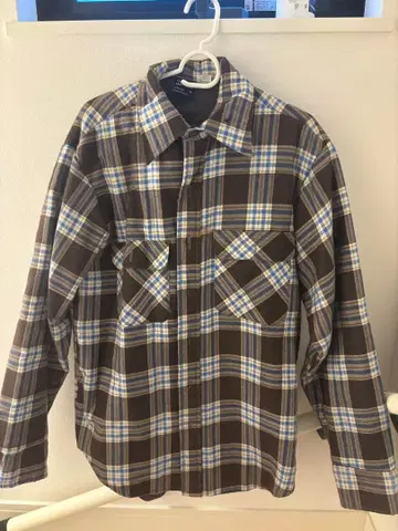 구제 의류 JC penny 퀼팅 플란넬 셔츠 L 사이즈 브라운 체크
