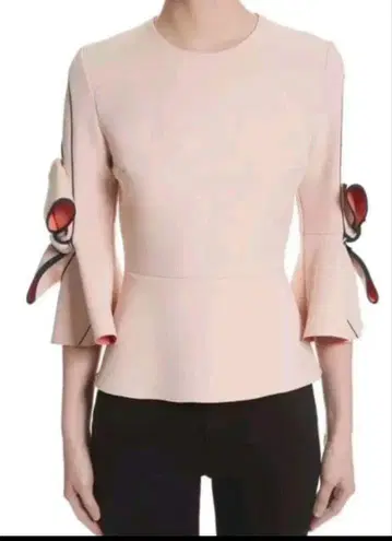 록산다 roksanda 리본 7부 소매 베이지 핑크 상의 8