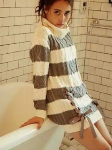 MIIA 사이드 리본 니트 원피스