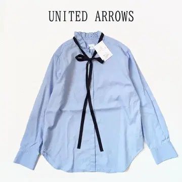 유나이티드 애로우즈 UNITED ARROWS 스카이블루 보타이 블라우스