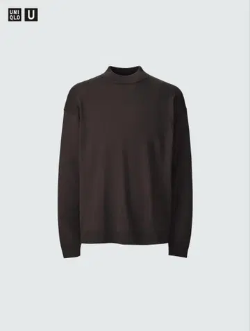 UNIQLO 메리노 블렌드 모크넥 스웨터 XL 38 다크 브라운
