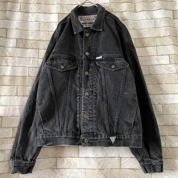 GUESS 게스 USA제 데님 자켓 G 자수 블랙 L