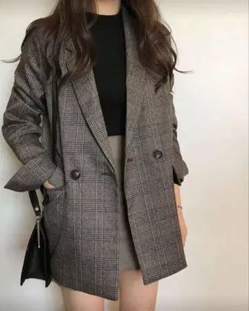 글렌체크 패턴 더블 테일러 자켓